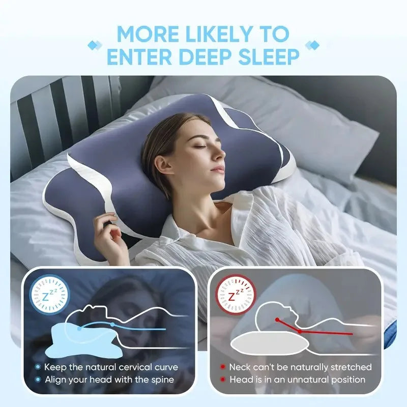 Dual Height Memory Foam Cervical Pillow with Armrest Grooves for Neck Pain Relief Ergonomic Orthopedic Support Side Back Sleeper